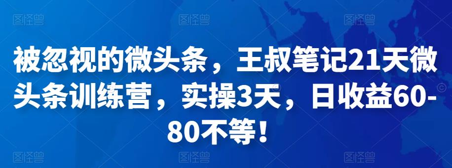 被忽视的微头条，王叔笔记21天微头条训练营，实操3天，日收益60-80不等！插图