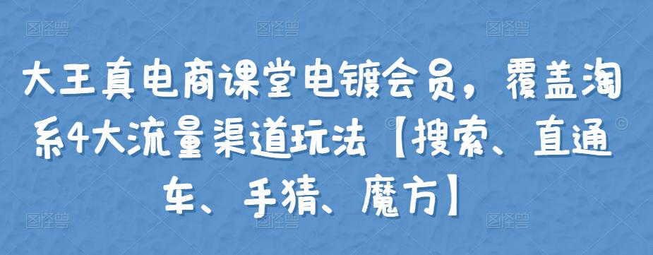 大王真电商课堂电镀会员，覆盖淘系4大流量渠道玩法【搜索、直通车、手猜、魔方】-吾爱自习网