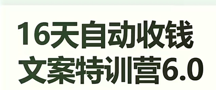 16天自动收钱文案特训营6.0，学会儿每天自动咔咔收钱-吾爱自习网