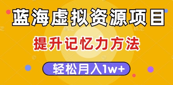 蓝海虚拟资源项目，提升记忆力方法，多种变现方式，轻松月入1w+【揭秘】插图