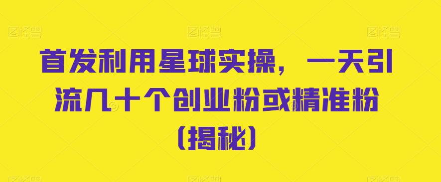 首发利用星球实操，一天引流几十个创业粉或精准粉（揭秘）-吾爱自习网