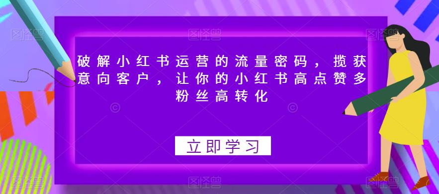 破解小红书运营的流量密码，揽获意向客户，让你的小红书高点赞多粉丝高转化-吾爱自习网