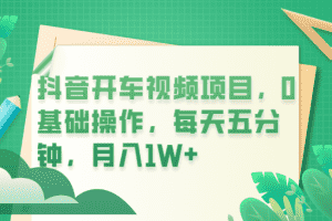 （6199期）抖音开车视频项目，0基础操作，每天五分钟，月入1W+