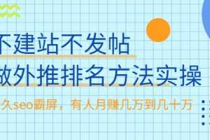 （1986期）不建站不发帖做外推排名方法实操，持久seo霸屏，有人月赚几万到几十万