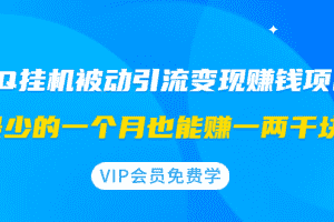 （1417期）QQ挂机被动引流变现赚钱项目：最少的一个月也能赚一两千块