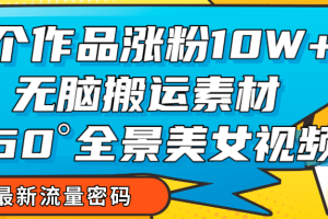 7个作品涨粉10W+，无脑搬运素材，全景美女视频爆款