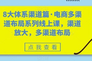 八大体系渠道篇·电商多渠道布局系列线上课，渠道放大，多渠道布局