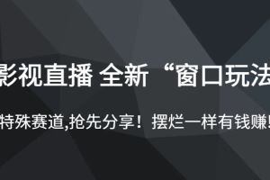 影视直播 全新“窗口玩法”，特殊赛道,抢先分享！摆烂一样有钱赚!