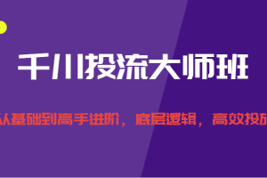 千川投流大师班，从基础到高手进阶，底层逻辑，高效投放