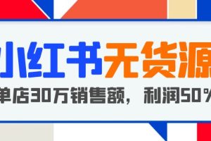 小红书无货源项目：从0-1从开店到爆单，单店30万销售额，利润50%，干货分享【更新】