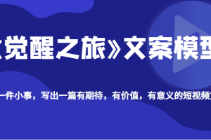 《觉醒之旅》文案模型，带你用一件小事，写出一篇有期待，有价值，有意义的短视频文案