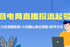 抖音电商直播投流起号课程 巨量千川全流程投放+小店随心推全流程+起号方式