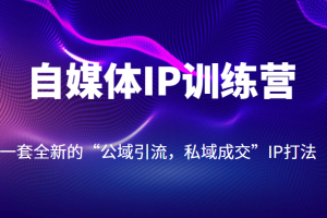 自媒体IP训练营【14期】，一套全新的“公域引流，私域成交”IP打法