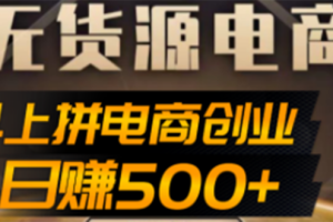 抖上拼无货源电商创业项目、外面收费12800，日赚500+的案例解析参考