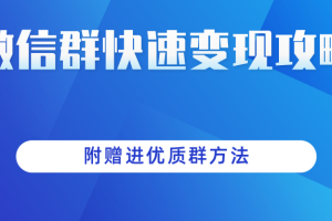 做项目增收入必备：微信群快速变现实操攻略，附赠进优质群方法