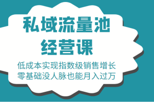 16堂私域流量池经营课：低成本实现指数级销售增长，零基础没人脉也能月入过万