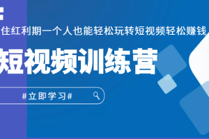 短视频训练营，抓住红利期一个人也能轻松玩转短视频轻松赚钱 (27节课)