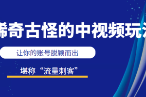 稀奇古怪的中视频玩法，让你的账号脱颖而出，堪称“流量刺客”（图文+视频)