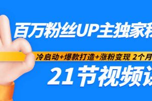 百万粉丝UP主独家秘诀：冷启动+爆款打造+涨粉变现 2个月12W粉（21节视频课)