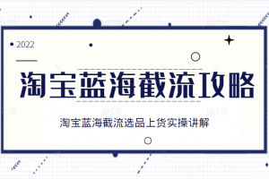 2022淘宝蓝海截流攻略，淘宝蓝海截流选品上货实操讲解