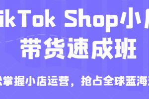 TikTok Shop小店带货速成班，轻松掌握小店运营，抢占全球蓝海流量，一店卖全球