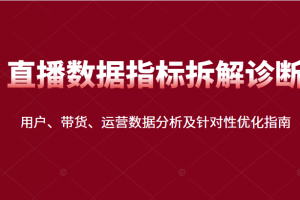 直播间数据指标拆解诊断：用户、带货、运营数据分析及针对性优化指南