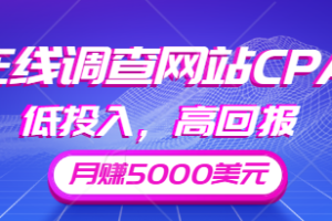 最新在线调查网站CPA项目，低投入，高回报月赚5000美元【视频教程】