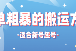 非常简单粗暴的搬运方法，适合新号起号的搬运技术【适用抖音快手】