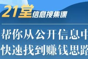 21堂信息搜集课，帮你从公开信息中，快速找到赚钱思路（完结）