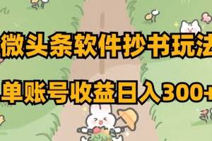 微头条软件抄书玩法，单账号收益日入300+【揭秘】