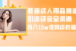 （8309期）最新成人用品赛道引流获客全渠道，月入10w保姆级教程