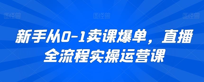 新手从0-1卖课爆单，直播全流程实操运营课-讯领网创