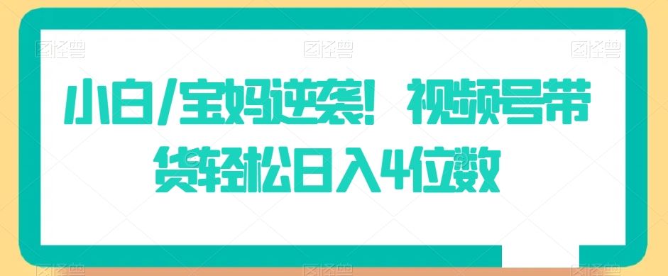 小白/宝妈逆袭！视频号带货轻松日入4位数【揭秘】-八度网创