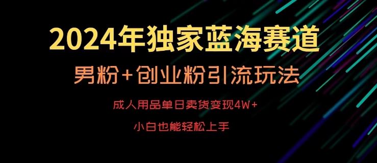 2024年独家蓝海赛道，成人用品单日卖货变现4W+，男粉+创业粉引流玩法，不愁搞不到流量【揭秘】-北少网创