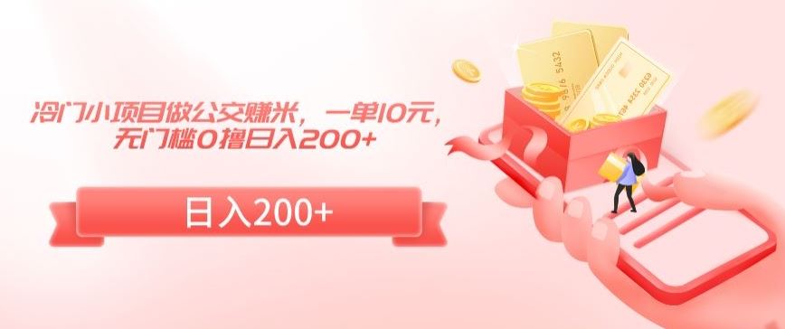 冷门小项目做公交赚米，一单10元，无门槛0撸日入200+【揭秘】-大海创业网