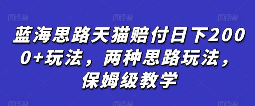 蓝海思路天猫赔付日下2000+玩法，两种思路玩法，保姆级教学【仅揭秘】