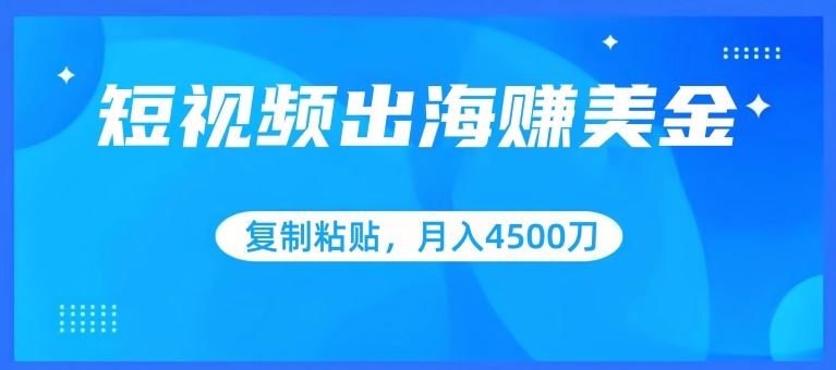 短视频出海赚美金，复制粘贴批量操作，小白轻松掌握，月入4500美刀【揭秘】-吾爱自习网