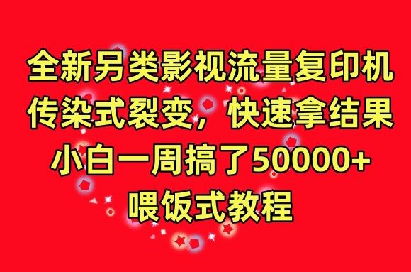 全新另类影视流量复印机，传染式裂变，快速拿结果，小白一周搞了50000+，喂饭式教程【揭秘】