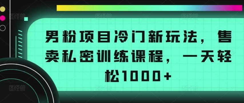 男粉项目冷门新玩法，售卖私密训练课程，一天轻松1000+【揭秘】-吾爱自习网