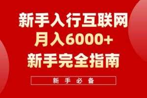 （10058期）互联网新手月入6000+完全指南 十年创业老兵用心之作，帮助小白快速入门