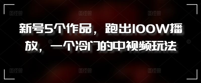 新号5个作品，跑出100W播放，一个冷门的中视频玩法【揭秘】-吾爱自习网