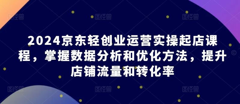 2024京东轻创业运营实操起店课程，掌握数据分析和优化方法，提升店铺流量和转化率-吾爱自习网