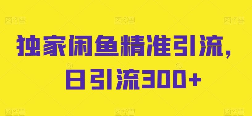 独家闲鱼精准引流，日引流300+【揭秘】-吾爱自习网