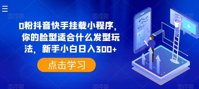 0粉抖音快手挂载小程序，你的脸型适合什么发型玩法，新手小白日入300+【揭秘】-吾爱自习网