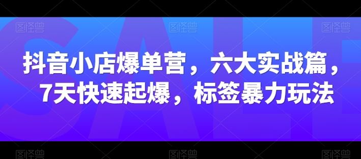 抖音小店爆单营，六大实战篇，7天快速起爆，标签暴力玩法-吾爱自习网