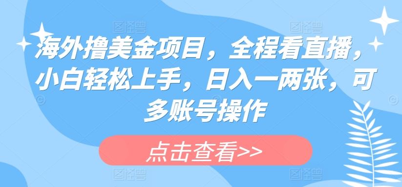 海外撸美金项目，全程看直播，小白轻松上手，日入一两张，可多账号操作【揭秘】-吾爱自习网