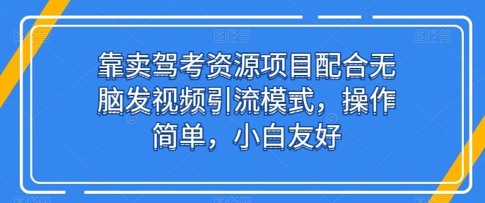 靠卖驾考资源项目配合无脑发视频引流模式，操作简单，小白友好【揭秘】-吾爱自习网