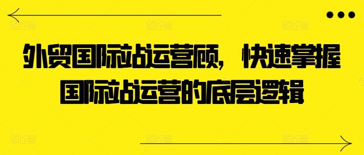 外贸国际站运营顾问，快速掌握国际站运营的底层逻辑-吾爱自习网