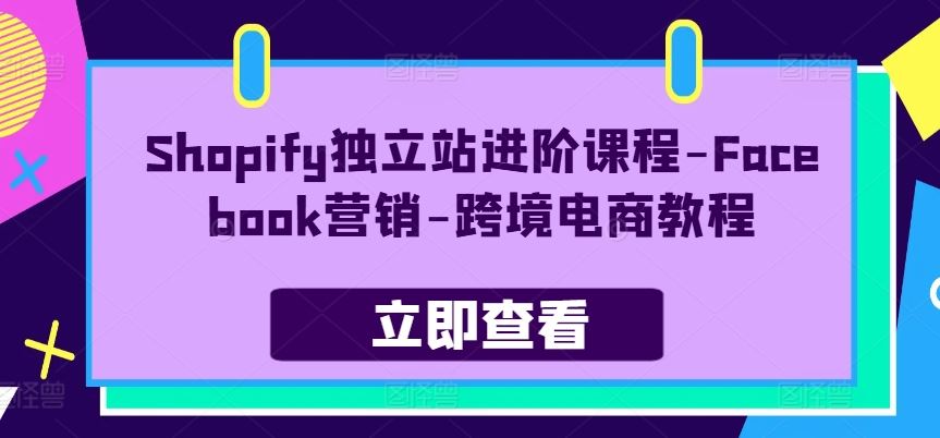 Shopify独立站进阶课程-Facebook营销-跨境电商教程-吾爱自习网