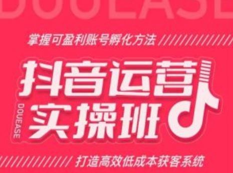 抖音运营实操班，掌握可盈利账号孵化方法，打造高效低成本获客系统-吾爱自习网